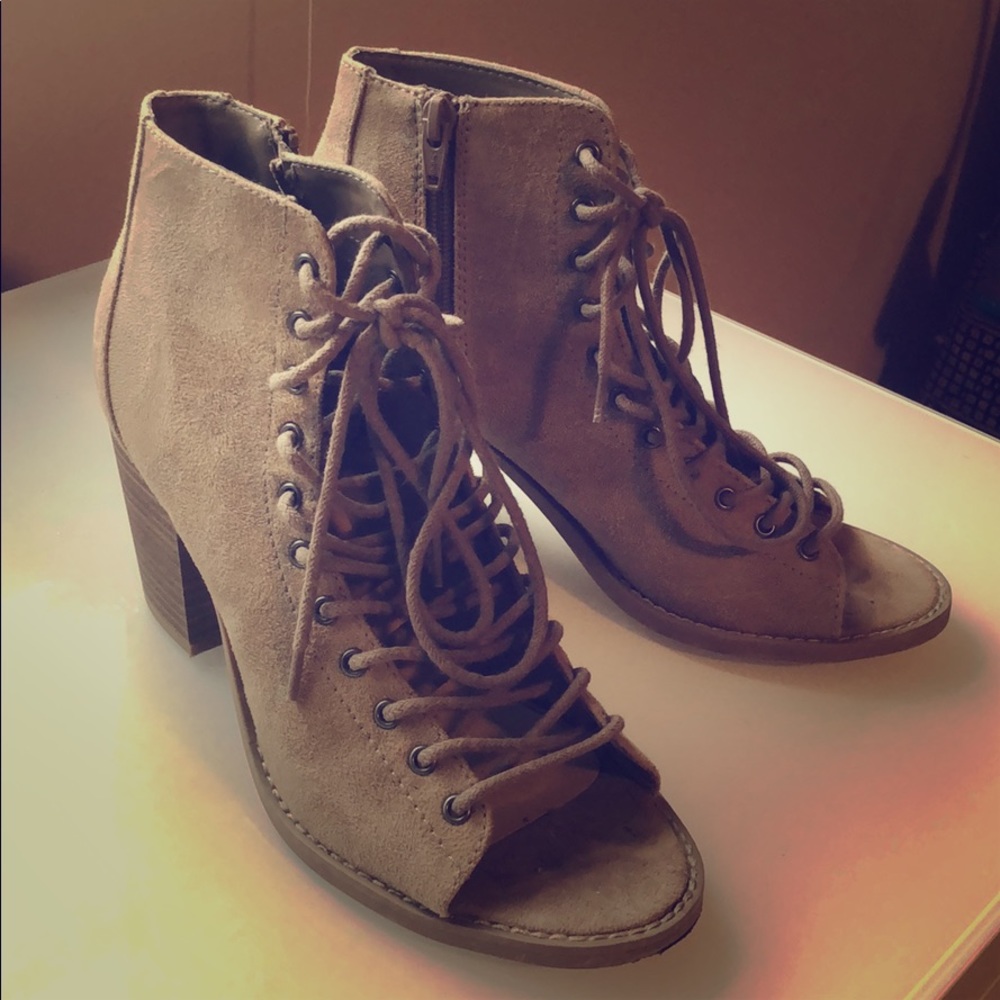 Lace-up Suede Booties